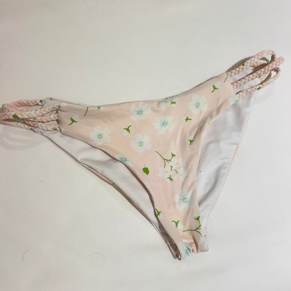 Frankie's Bikinis Other - Frankie's Bikinis Peach Pink Floral Braided Side Bikini Bottoms Cheeky‎ Low Rise